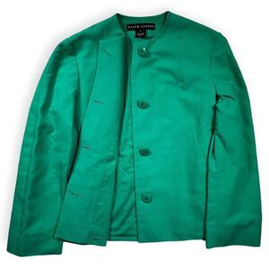 Ralph Lauren Black Label Green Blazer‎ Cotton Hideaway Buttons Women's Size 2